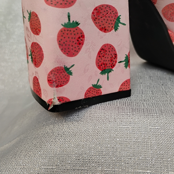 Nasty Gal Pink Strawberry Mary Jane Platform Heels - Picture 7 of 7